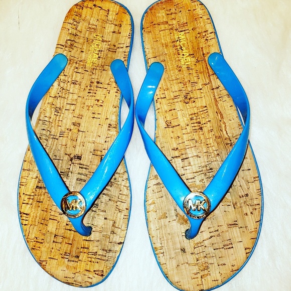 michael kors blue flip flops